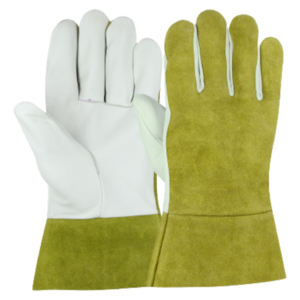 Guantes de soldadura TIG de cuero dividido de vaca de grano de cabra características de seguridad de construcción anticorte ignífugas reflectantes para trabajo de extinción de incendios - Product Image 3