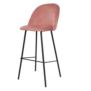 Taburete Alto Contemporáneo con Estructura Metálica y Tapicería de Tela para Bar en Casa y Cafetería - Product Image 2