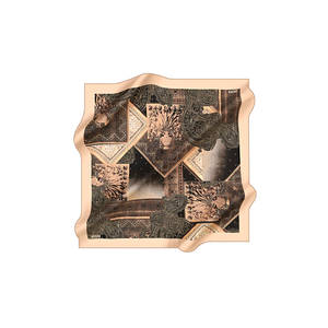 Écharpe carrée en soie marron à motifs ethniques - Product Image 1