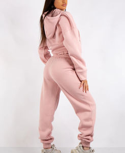 ชุดวอร์มสีทึบแบบลำลองสำหรับผู้หญิงที่มีน้ำหนักเบาชุดวอร์มและกางเกงโอเวอร์ไซส์ออกแบบโลโก้ได้ตามต้องการ - Product Image 5