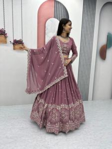 ผ้าจอร์เจียแท้ผ้าไหมพรีเมี่ยมด้านหน้าและด้านหลังปักด้วย lehenga choli ผ้าแคนา - Product Image 2