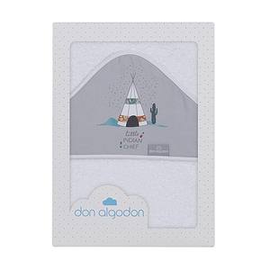 Serviette de bain Dakota 100x100 400 GSM en coton éponge blanc/gris avec motif de dessin animé imprimé pour l'usage domestique des enfants - Product Image 1