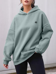 Sweat-shirts à capuche surdimensionnés personnalisés pour femmes, vente en gros, pull à capuche uni, lourd, 500 g/m², 100 % coton, épaules tombantes - Product Image 2