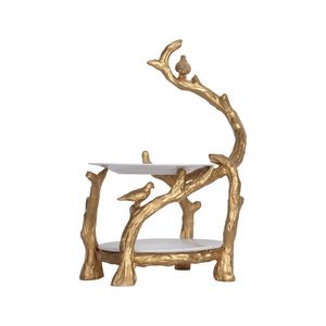 Support à gâteau rond à deux étages en acier inoxydable, écologique, lavable au lave-vaisselle, design élégant, pour mariage et fête - Product Image 6
