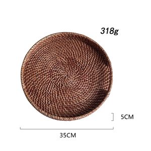 Natural Rattan Eco-Friendly Modern Wicker Storage Basket Serving <b>Tray</b> Space-Saving Design for Hotel Home Kitchen Dining Bar Use - Product Image 2