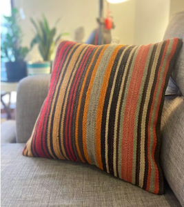 Housse de coussin décorative pour la maison, moderne, carrée, en laine tissée, faite à la main, écologique, avec fermeture à boutons - Product Image 3