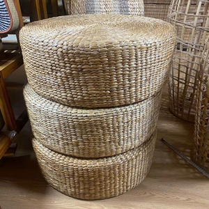 Cojín de Piso de Jacinto de Agua, Taburete Otomano Trenzado Hecho a Mano para Decoración de Sala de Estar - Product Image 6