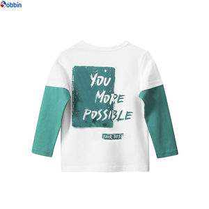 เสื้อยืดแขนยาวผู้ชายแบบสองชั้น สไตล์สตรีทแวร์ทรงโอเวอร์ไซส์ ลวดลายพื้นสีพื้น พร้อมลายกราฟิกแบบแตก - Product Image 5