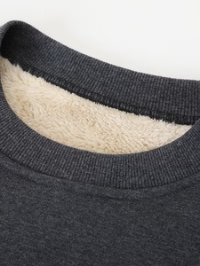 Unisex Oversized Crew Neck Fleece Sweatshirt Solid Color Regular Fit Winter Casual Pullover Anti-Pilling Knitted Cotton Lined - Product Image 4