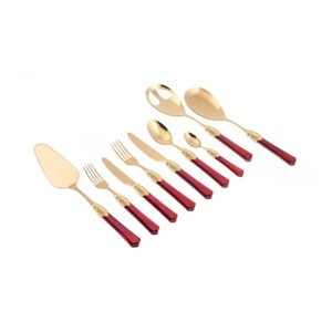 Juego de cubiertos de 6 cubiertos de acero inoxidable, mesa de cocina Ideal para el hogar, uso en Hotel, cubiertos con acabado Chapado en Color dorado, mango de alta calidad - Product Image 4