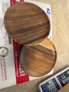 HUMAYUN WORLD CRAFTS-Juego de platos redondos de madera hechos a mano, platos para comida - Product Image 4