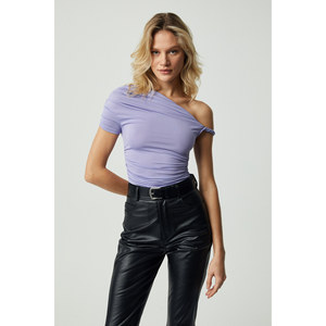 GRIMELANGE BURENTY Blouse asymétrique à manches courtes et col asymétrique pour femme - Product Image 3