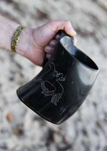 High Quality Personalized <b>Viking</b> <b>Horn</b> Mug Hand Engraved Animal Style Tankard India Natural Craft Polished Eco-Friendly Custom - Product Image 5