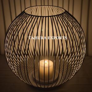 Extra Large Round Candle Holder With Open <b>Cage</b> Design Sleek And Modern Finish For Bohemian Minimalist Or Urban Style Decor - Product Image 2