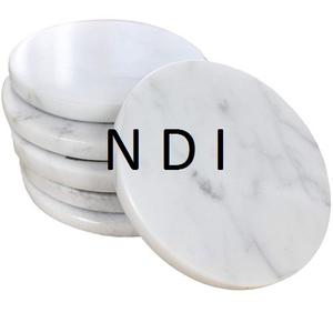 Handcrafted Designer <b>Marble</b> Tea Cup Coaster <b>Set</b> Classic Style 4 Cup Pads for Tableware Decor - Product Image 2