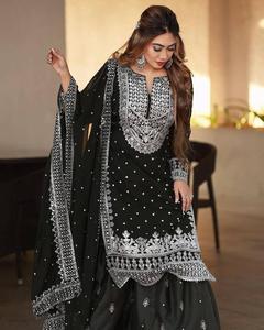 Nuevo diseñador Salwar Kameez Designs / Ladies Casual Party Wear Trajes de corte recto semicosidos por Maruti Fashion From Export - Product Image 4