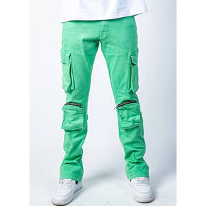 Best Quality Washed Distressed Cargo Pockets Men's <b>Denim</b> Pants Streetwear Raw Edge Light Wash <b>Stretch</b> <b>Denim</b> Jeans Pants for Men - Product Image 6