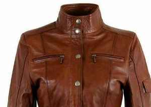 Veste en cuir pour femme de haute qualité, écologique, hiver, cuir luxueux, boutons, fermeture éclair - Product Image 6