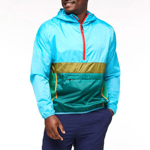 Vestes Coupe-vent à capuche avec logo personnalisé pour l'hiver, légères, grande taille, demi-fermeture éclair, vente en gros de haute qualité pour hommes - Product Image 1