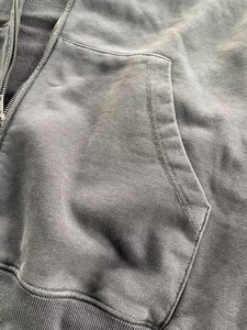 Moda para hombre de algodón pesado de punto Zip Up Old Wash Chaquetas con máscara facial Logotipo personalizado Cremallera Sudaderas con capucha vintage Envío DDP - Product Image 3