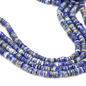 Cuentas Heishi de Lapislázuli Azul Gris Natural, Facetadas, en Forma de Neumático, 5-7 mm, Cuentas de Piedra Preciosa de Lapislázuli Gris, Facetadas, en Forma de Rueda - Product Image 4