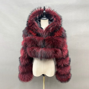 Hot <strong>Sale</strong> Winter Warm Women Fur Bomber Jacket Cropped Hooded Fox Fur <strong>Coat</strong> for <strong>Ladies</strong> - Product Image 5
