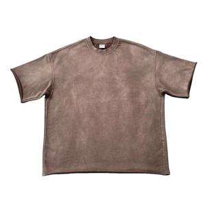 T-shirt en coton épais lavé à l'acide vintage pour hommes personnalisé 360 GSM surdimensionné col rond Streetwear T-shirt blanc vêtements pour hommes - Product Image 2