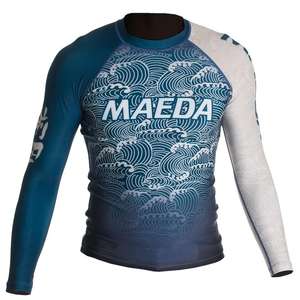 เสื้อรัดกล้ามเนื้อสำหรับออกกำลังกายยิวยิตสู พิมพ์ลายโลโก้ตามสั่ง คุณภาพสูง ขายส่ง แบบเรียบ แขนยาว สำหรับผู้ชาย MMA Bjj Rashgurad - Product Image 4