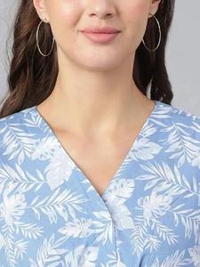 Robe d'été décontractée à la mode en coton indien fait à la main avec imprimé floral et manches courtes ODM Supply - Product Image 4