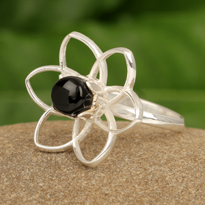 Bagues tendance en onyx noir naturel, argent sterling 925, pierre précieuse ronde de 8 mm, style bohème, cadeau pour femme, prix d'usine - Product Image 2