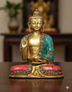 Estatua de Buda de Latón Antiguo Hecha a Mano, Elegante Escultura India Tibetana, Ideal para Meditación, Decoración del Hogar y Ambiente Espiritual - Product Image 3