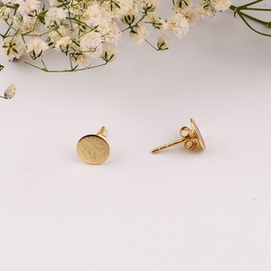 925 Sterling <b>Silver</b> <b>Stud</b> Earring Plain Gold-Plated Fashionable Wedding or Anniversary Party Gift for Women - Product Image 1