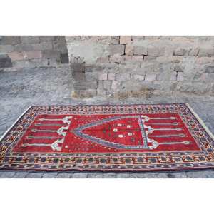 Vintage Turkish Rug Large Area 4.8x9.5ft Kilim Style <b>Red</b> Blue Patchwork Design <b>Wool</b> Material Latex for Hallway Room Decor - Product Image 4