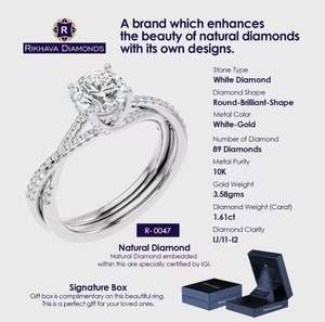 Rikhava Jewelry's Solitaire Diamond Ring Original y hermoso oro blanco de 10K para eventos nocturnos de lujo Metal Purity - Product Image 3