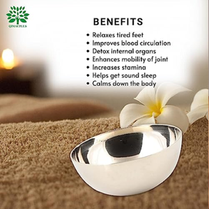 Juego de dos masajeadores Kansa Vataki con mango de madera con punta de bronce Pulido-Herramienta Ayurvédica ergonómica para relajación de pies y cuerpo - Product Image 6