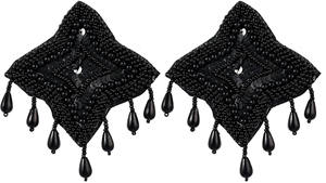Boucles d'oreilles pendantes en perles de rocaille noires bohémiennes 2025 faites à la main pour accessoires de mode pour filles - Product Image 3