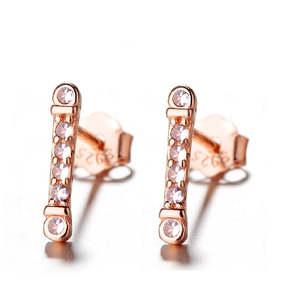 Orecchini Pendenti Geometrici Minimalisti in Oro Rosa 18K con Morganite e Perla in Argento Sterling Placcato Oro Rosa 18K per Matrimoni - Product Image 2