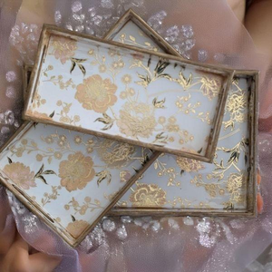 Juego de Bandejas Turcas Ecológicas Hechas en India, Estilo Esmalte de Alta Calidad, Acabado Pulido, Bandejas de Madera para Decoración Árabe de Ramadán - Product Image 4
