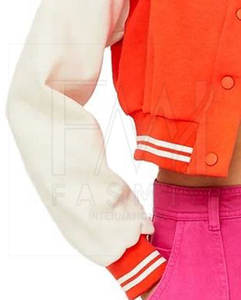 Personalizable de las mujeres Slim Fit acolchado prendas de vestir de algodón chaquetas lavables de manga larga Letterman diseño Color sólido de lana impresa - Product Image 6