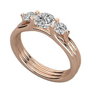 Bague de fiançailles en diamant rond à trois pierres pour elle - Product Image 2