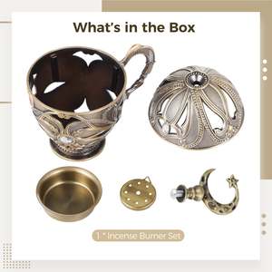กระถางธูปชุบสีทองแบบโบราณพร้อมที่จับและฝารูปทรงกลมทำด้วยมือที่สมบูรณ์แบบสำหรับอุปกรณ์ตกแต่งบนโต๊ะในบ้าน - Product Image 3