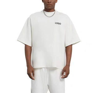 T-shirts Boxy surdimensionnés à épaules tombantes 100% coton avec logo personnalisé léger pour hommes imprimé uni de haute qualité - Product Image 5