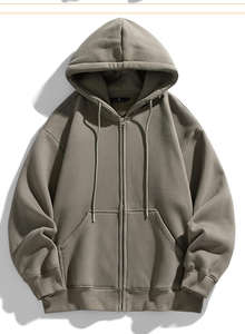 Sweat-shirt à capuche d'hiver OEM, pull à col rond pour femmes et hommes, personnalisable, en polaire lourd, fermeture éclair sur le devant - Product Image 6