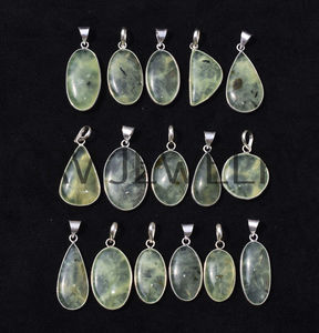 Vente en gros de pendentifs en argent sterling 925 ethniques faits à la main en prehnite naturelle avec lunette en pierres précieuses pour mariages fiançailles - Product Image 6