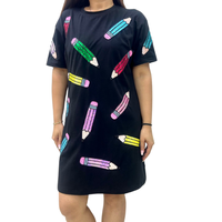2025 nouveau concepteur décontracté éponge coton robes pour femmes respirant retour à l'école coloré Sequin broderie Motifs en gros