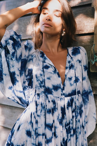 Vestido bohemio para mujer, vestido largo MIDI con tinte de corbata bohemio, holgado, con escote en V, para playa y verano - Product Image 2