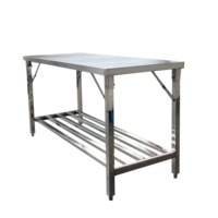 Table de travail pliante en acier inoxydable, établi résistant aux produits chimiques et à la corrosion, capacité 500 kg/m, cuisine commerciale