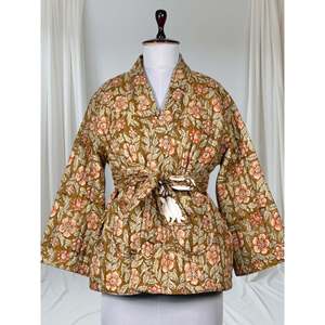 Free <b>Spirit</b> Women's Reversible Cotton Quilted Jacket Boho Floral Coat with Earthy Vibes Warm Cozy for Fall and Winter - Product Image 3