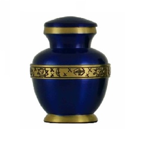 Urna de recuerdo de cremación de latón de alta calidad con banda grabada en negro dorado y acabado de Color gris para cenizas humanas-Suministro funerario - Product Image 3