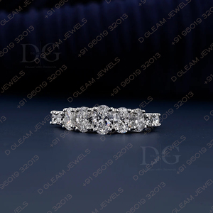 Alliance de mariage romantique en moissanite taille Asscher 2,55 TCW, bande éternelle latérale, empilable, asymétrique, certifiée IGI - Product Image 2